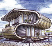 Sustainable Floating House Sustainable Shell Logo