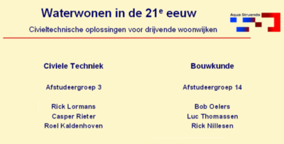 Waterwonen in de 21ste eeuw door Rick Lormans, Casper Rieter, Roel Kaldenhoven, Bob Oelers, Luc Thomassen, Rick Nelissen