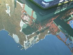 reflection of houseboat in the water.. click for full size picture
